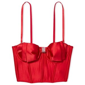 Victoria's Secret Red Satin Bow Bustier